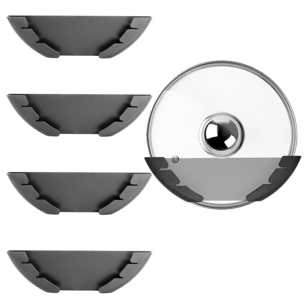 4 supporti per coperchi di pentole da montare a parete, adesivi, per pentole da 15–32 cm