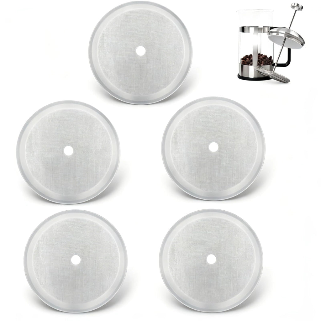 Filtri per caffè in acciaio inossidabile, diametro 7,9 cm, confezione da 5 pezzi, per caffettiere a stantuffo (French Press)