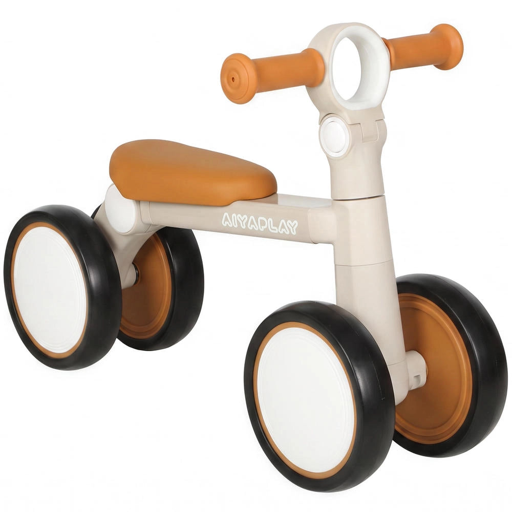 Bicicletta senza pedali pieghevole per bambini 1-3 anni, telaio in alluminio bianco crema, sella regolabile e ruote in EVA