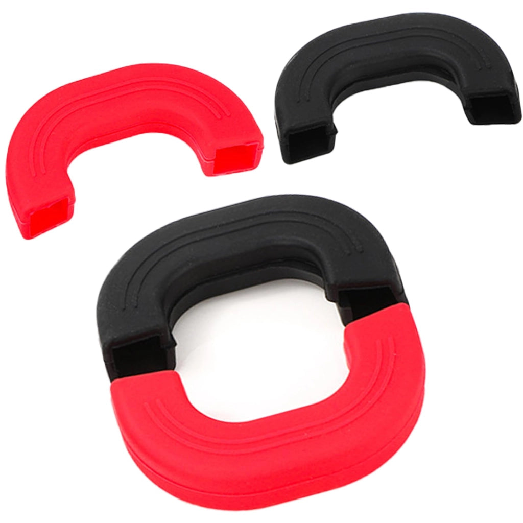 Set di 4 maniglie in silicone per pentole, resistenti al calore, colore rosso/nero
