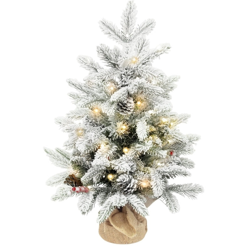 Albero di Natale Mini 60 cm con 35 LED e Effetto Neve; Bianco; da Tavolo
