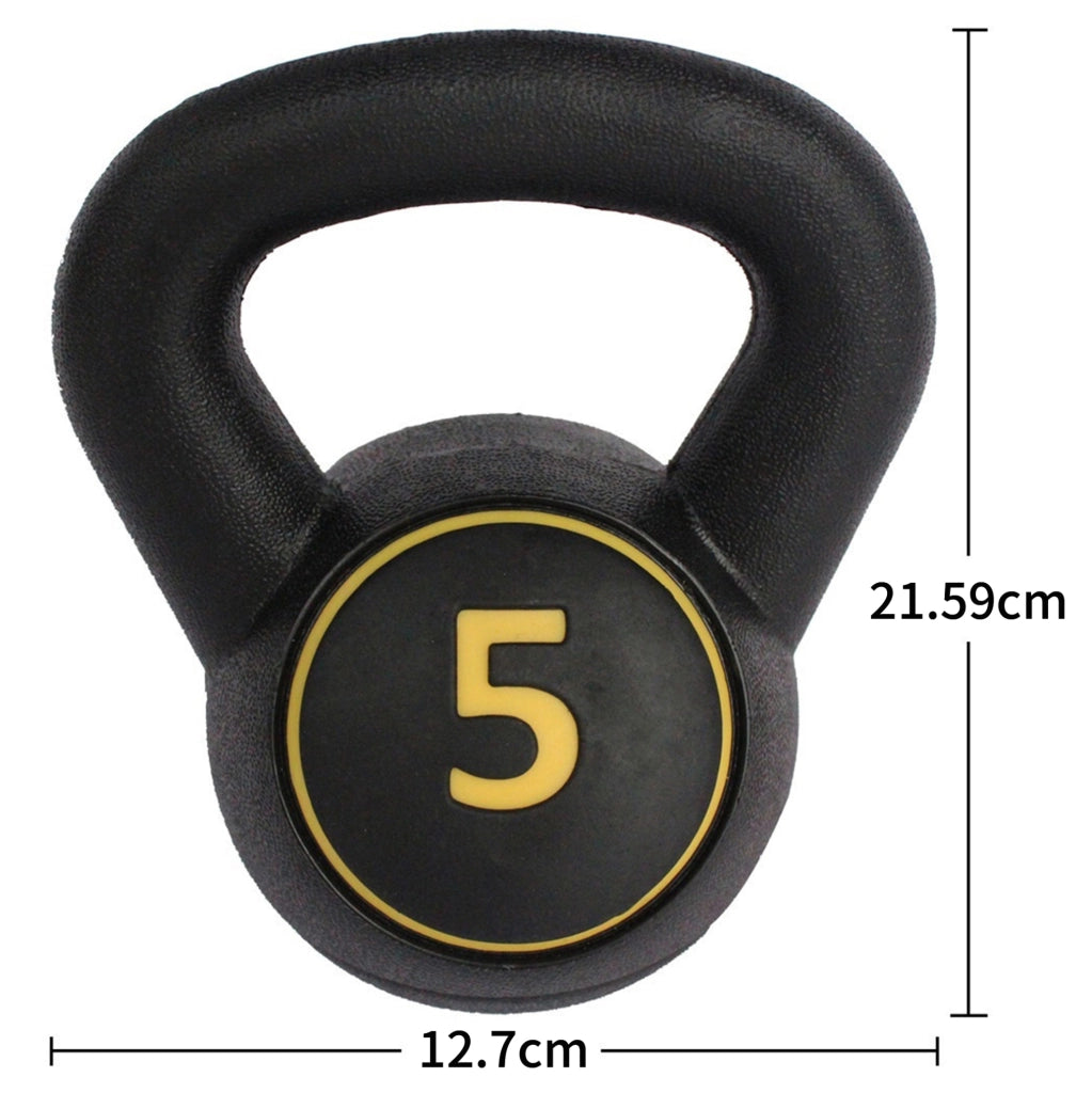 Set kettlebell ULEVR 3 pezzi da 2,27 kg, 4,54 kg e 6,8 kg con manico antiscivolo, nero
