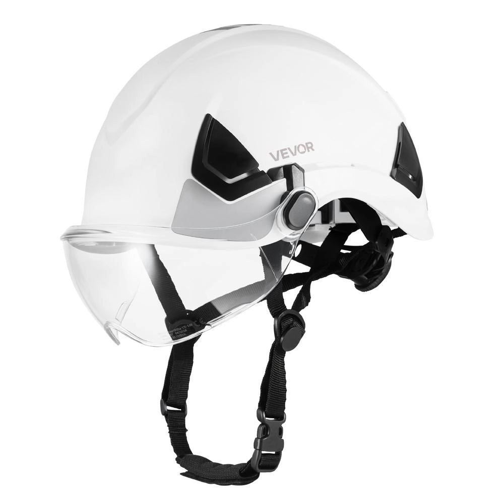 M-5015 Casco di Sicurezza da Cantiere con Visiera in ABS Bianco Regolabile a 6 Punti per Edilizia e Fai da Te