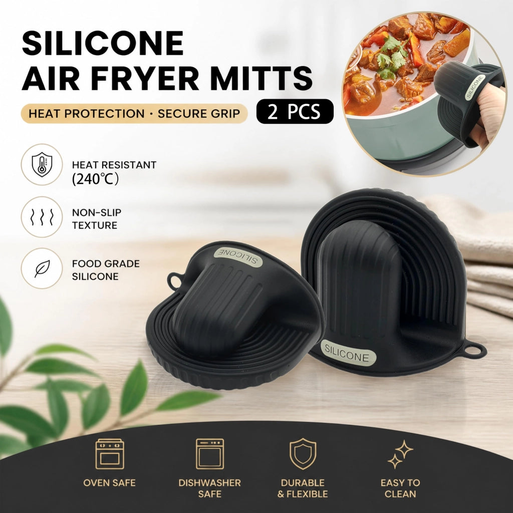 2 guanti da forno in silicone, colore nero, resistenti al calore fino a 240 °C, dimensioni 11,5 x 8,3 cm