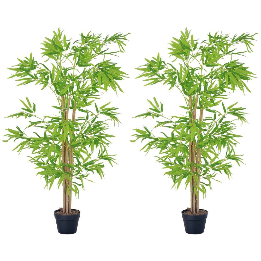 Set di 2 bambù artificiali altezza 1,5 m con 644 foglie realistiche e vaso nero per casa e ufficio design decorativo
