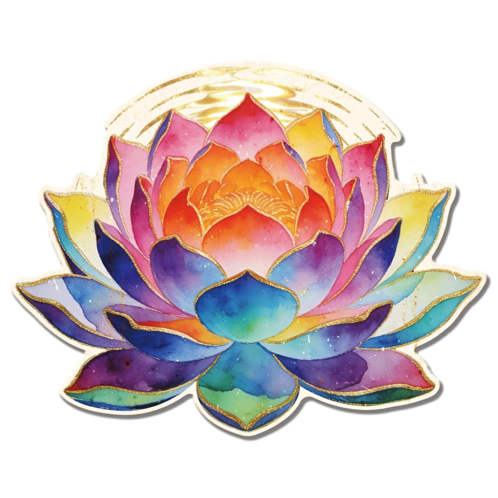 Pannello decorativo a forma di fiore di loto, multicolore, 27x21,3 cm, decorazione da parete, stile acquerello
