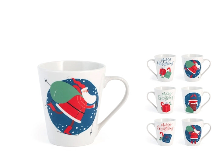 Royal Norfolk Mug Natalizia Merry Christmas con Scritta Blu in Porcellana 310 ml
