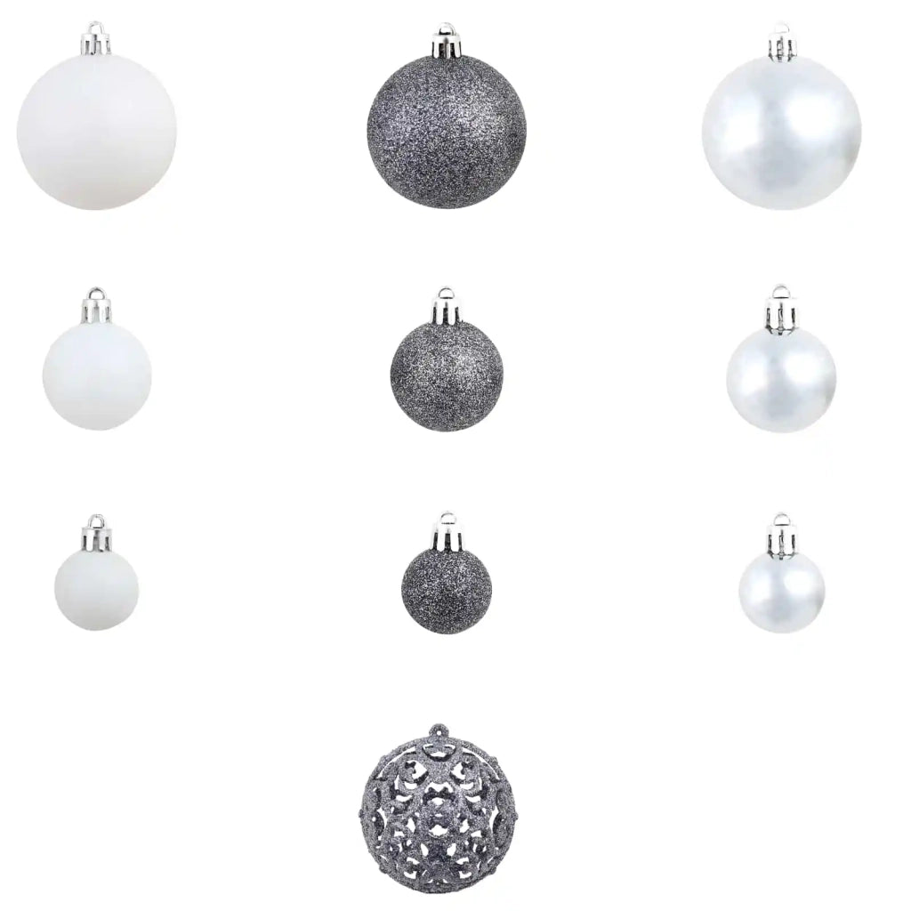 Set Palline di Natale 100 pz 3/4/6 cm Bianco/Grigio 245717