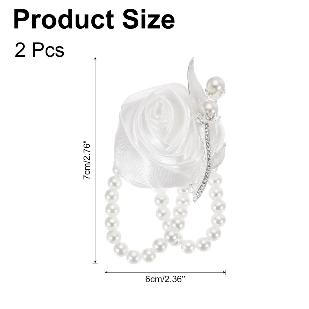 Corpetto in poliestere con fiori artificiali, confezione da 2 pezzi, dimensioni 6x7 cm, colore bianco