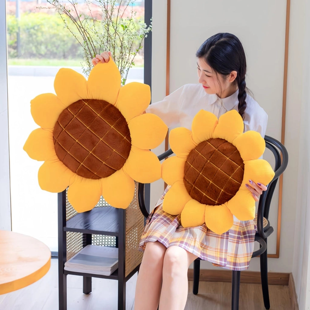Cuscino da seduta a forma di girasole, 35 cm, in peluche, ideale come elemento decorativo