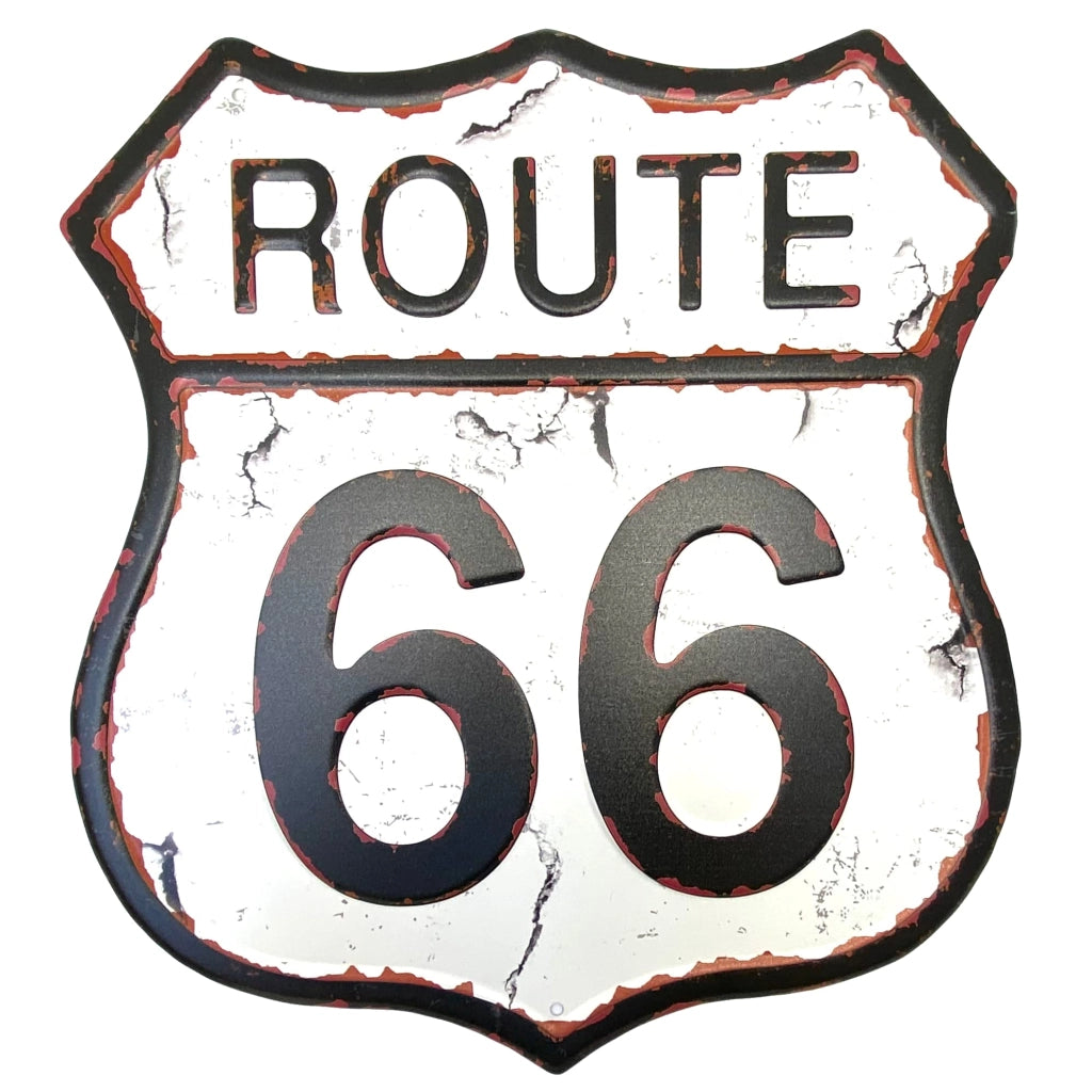 Segnaletica metallica Route 66, 32x29 cm, insegna in metallo retrò, decorazione vintage