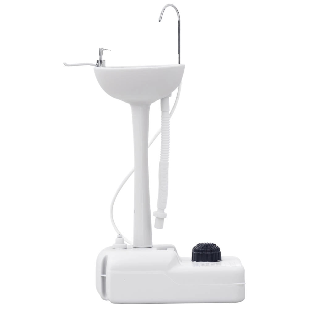 Lavandino portatile da campeggio 17L con ruote lavabo mobile da esterno con dispenser sapone e portasciugamani grigio