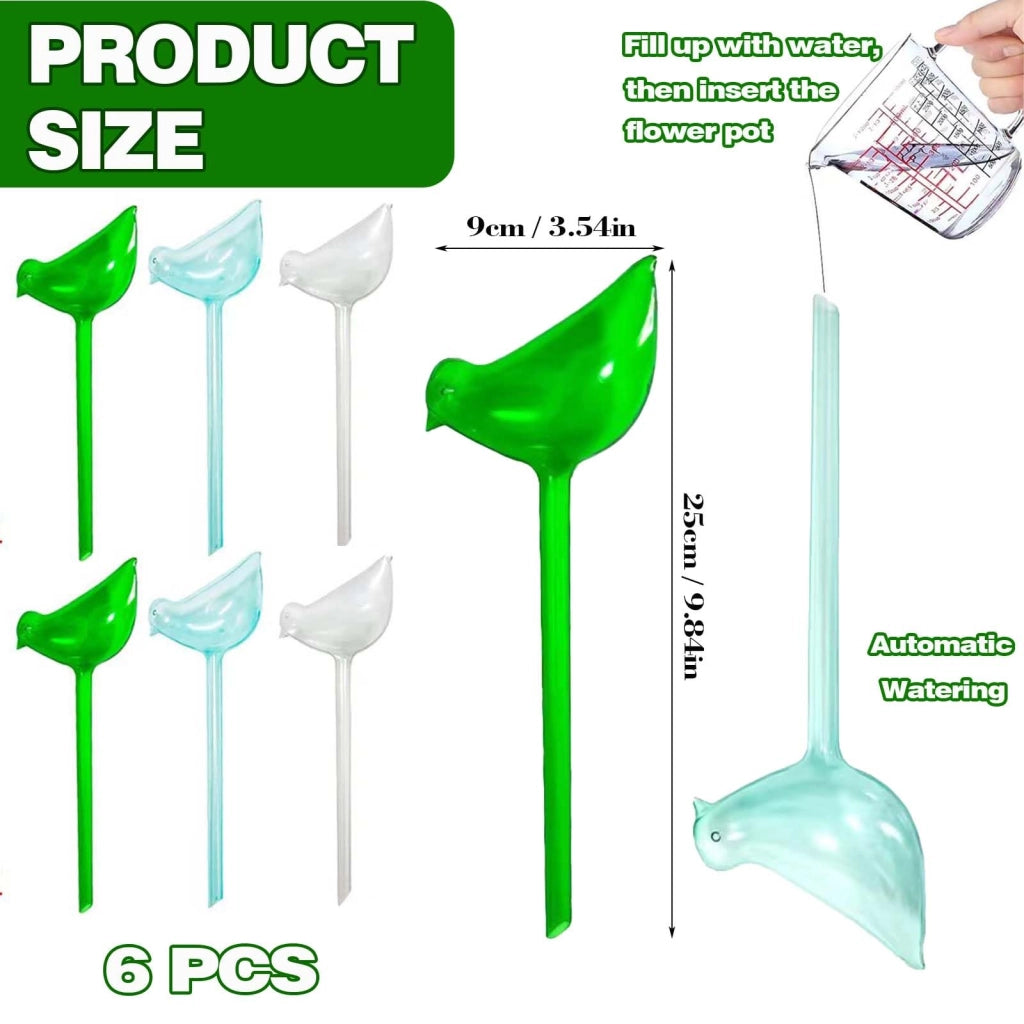 Set di 6 abbeveratoi per uccelli, adatti anche per l'irrigazione delle piante, colorati, in plastica