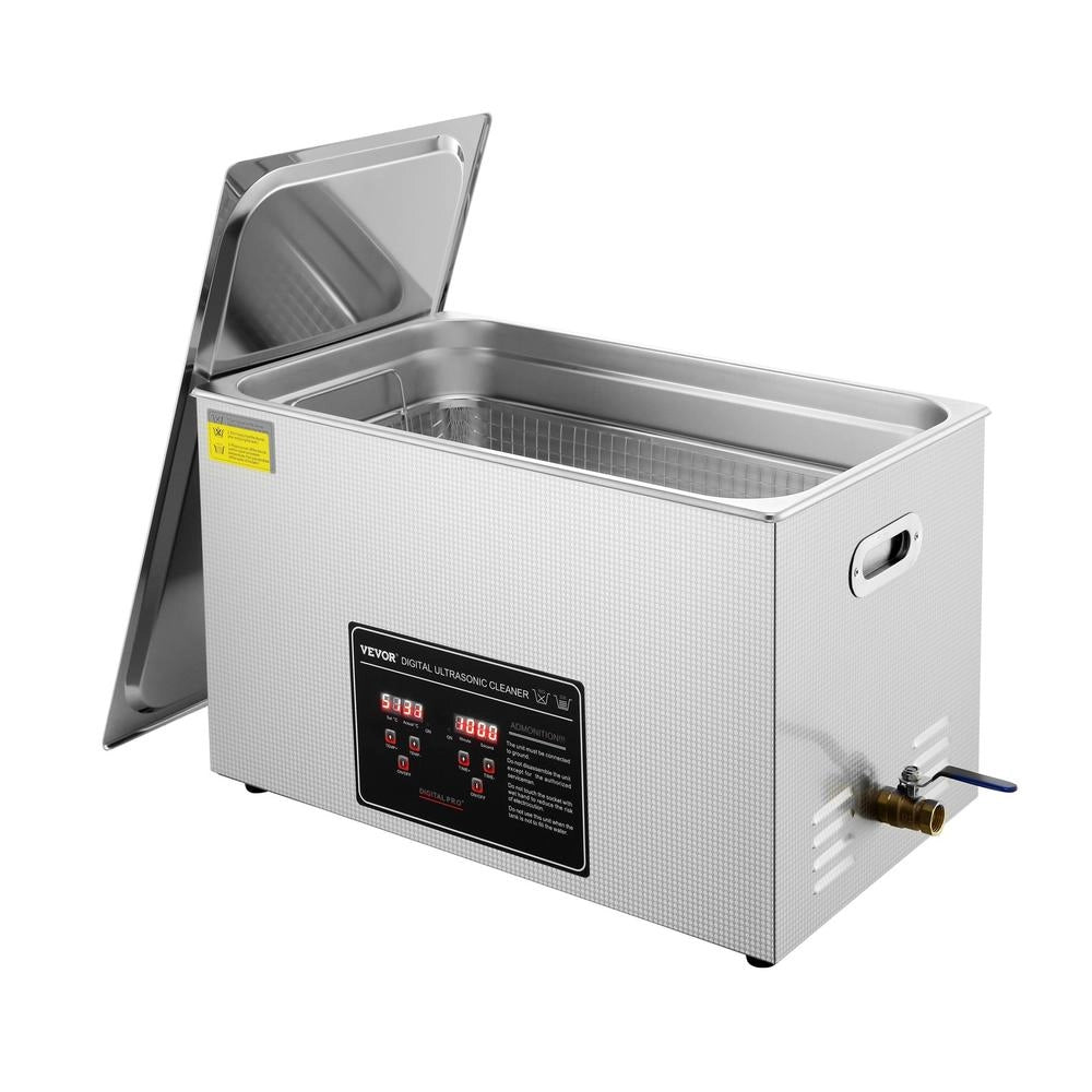 Pulitore a ultrasuoni 30 L in acciaio inox 33-40 kHz, vasca lavaggio digitale riscaldata per officina e laboratorio
