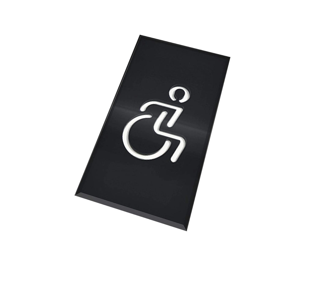 Specchiera per bagno con simbolo di accessibilità per disabili – Adesivo in acrilico, 180x100 mm, colore nero
