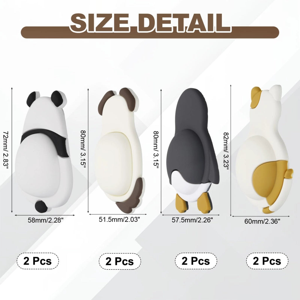 Set di 8 fermaporte a forma di animale, adesivi, in silicone, multicolore