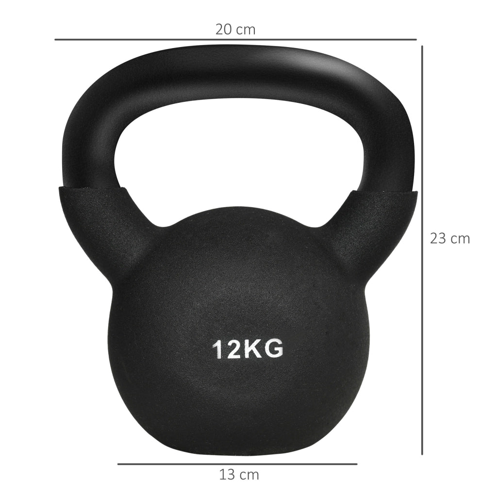 KETTLEBELL 12 kg in acciaio con rivestimento in plastica nero