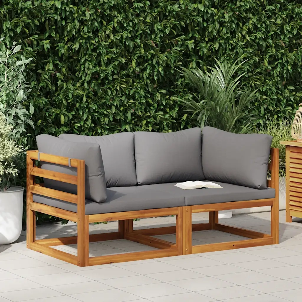 Divani Angolari Modulari 2 pz con Cuscini Grigio Scuro