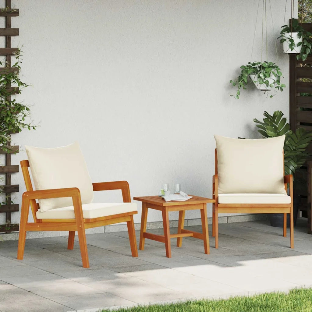 Set bistrot con cuscino 3 pcs Marrone Legno di Acacia Massello 4106456