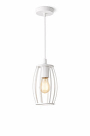 Lampadario Industriale a Sospensione E27 Bianco in Metallo, Gabbia Vintage, Lampada a Soffitto per Cucina Isola Soggiorno Ristorante, Lampadina Non Inclusa
