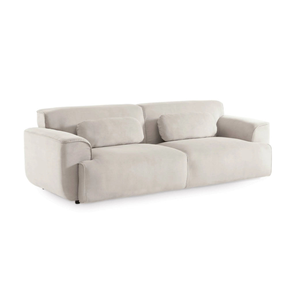 Divano in velluto a coste fini, 3 posti, beige grigio