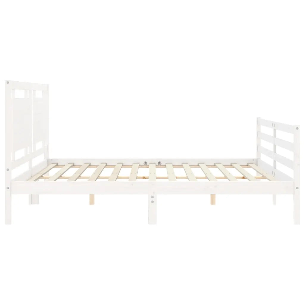 Letto matrimoniale | Letto per adulti | Giroletto con Testiera Bianco 200x200 cm in Legno Massello