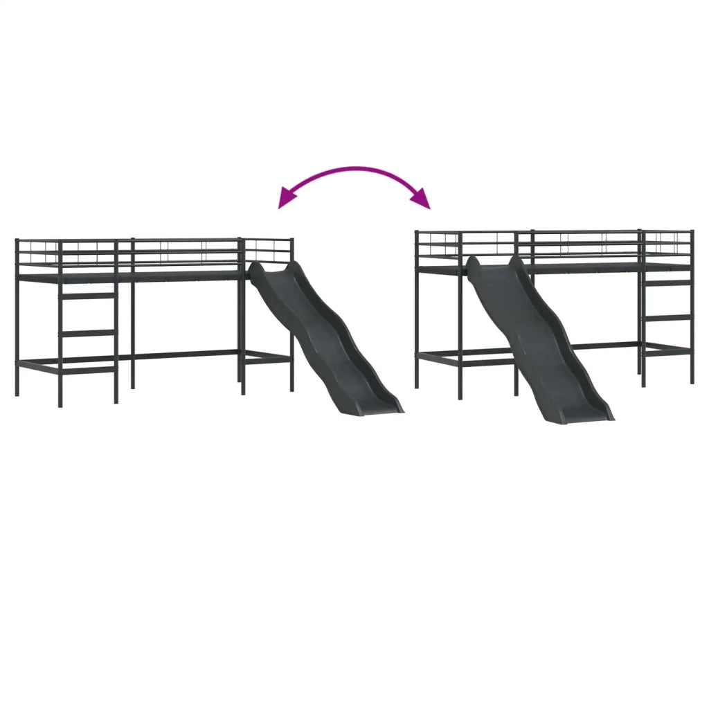 Letto loft per bambini con scivolo Nero e antracite 42020777
