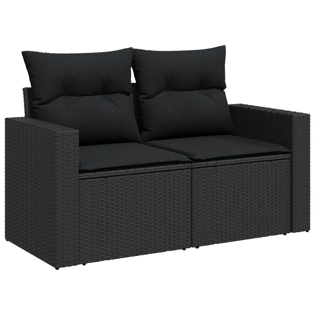 Set Divani da Giardino 10pz con Cuscini in Polyrattan Nero 3219475
