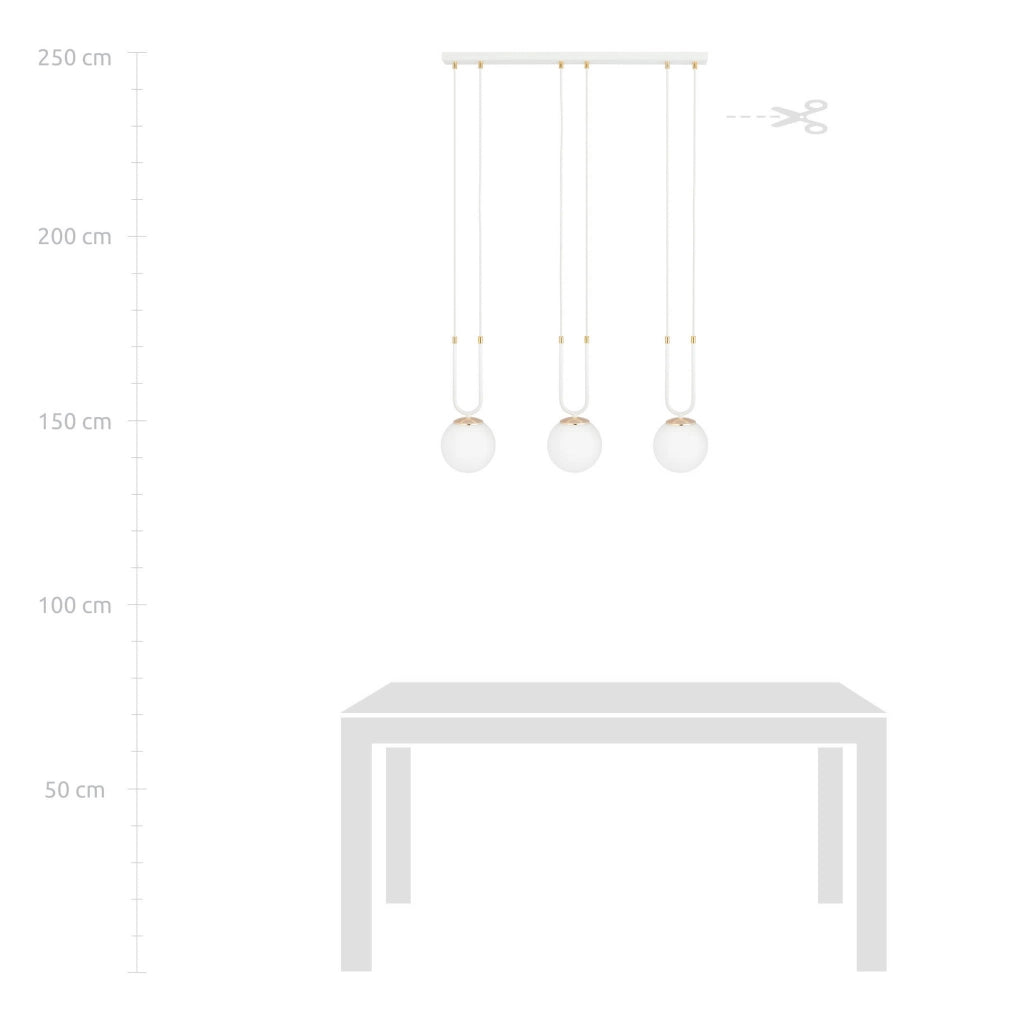 Lampadario Emibig Glam 3 luci E14 bianco oro opale