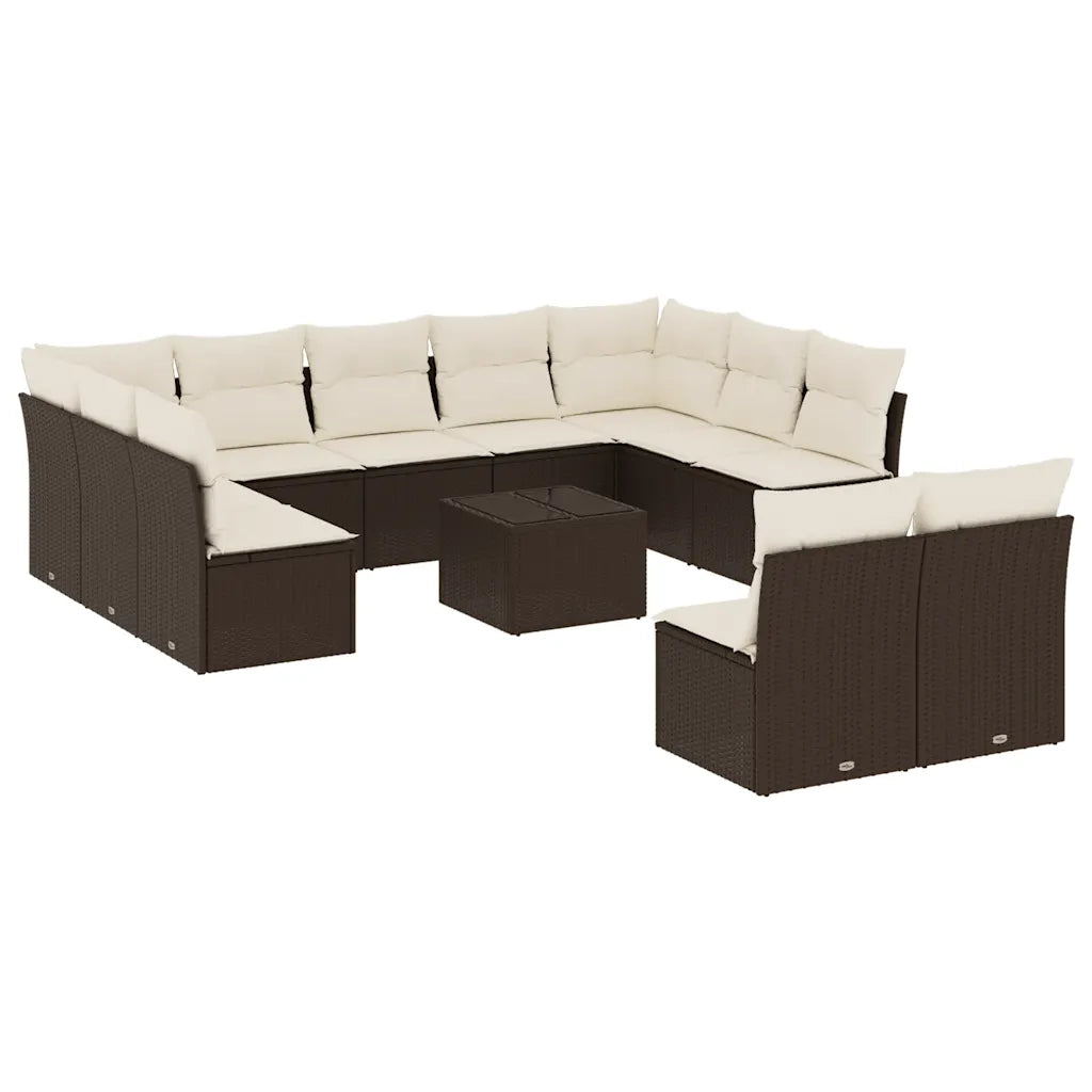 Set Divani da Giardino 12 pz con Cuscini Marrone in Polyrattan 3250202