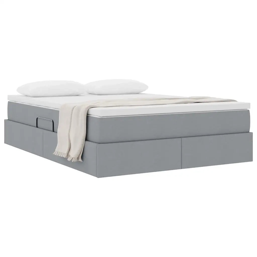 Letto con contenitore e materasso Grigio chiaro 140 x 200 cm