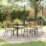 Set da Pranzo per Giardino 5 pcs Marrone polyrattan
