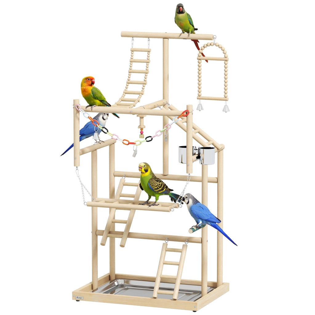 Parco giochi per uccelli - Xylo - legno naturale 48x38x95cm con scala e piattaforma