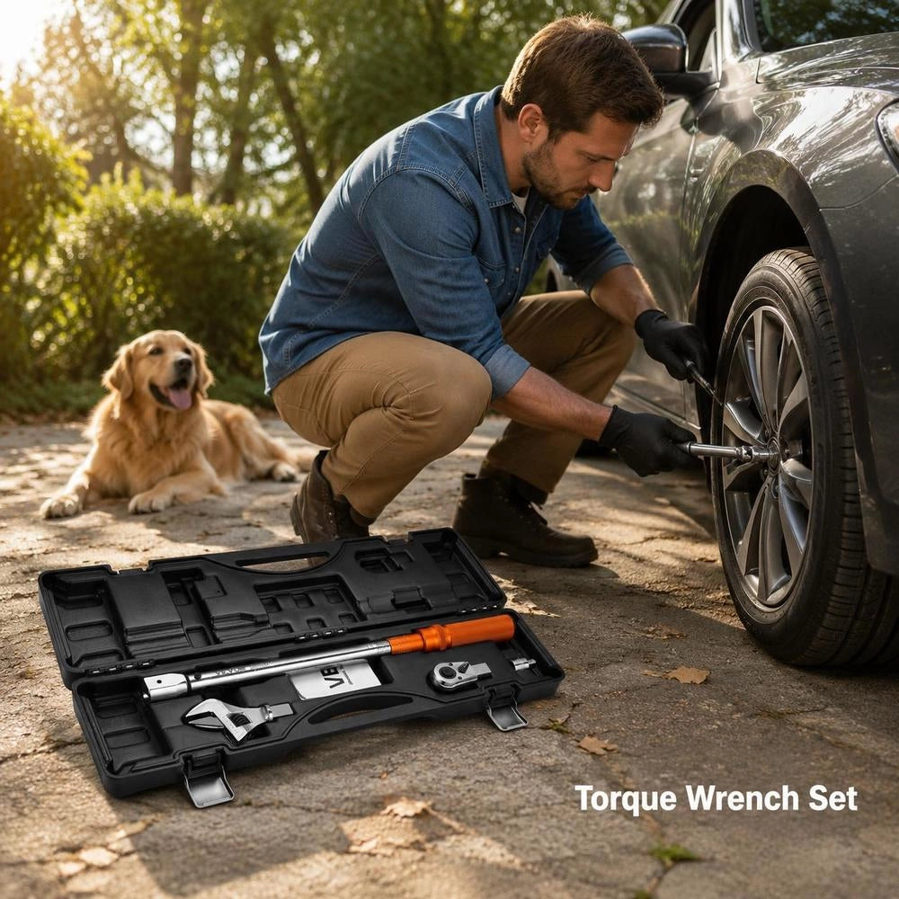 1/2 Inch Drive Torque Wrench Set, 72-Tooth Dual Direction Ratchet, 27.1-216.8 Nm Dual Scale, High Precision Adjustable Torque Tool For Auto Repair Tire Change Mechanical Assembly