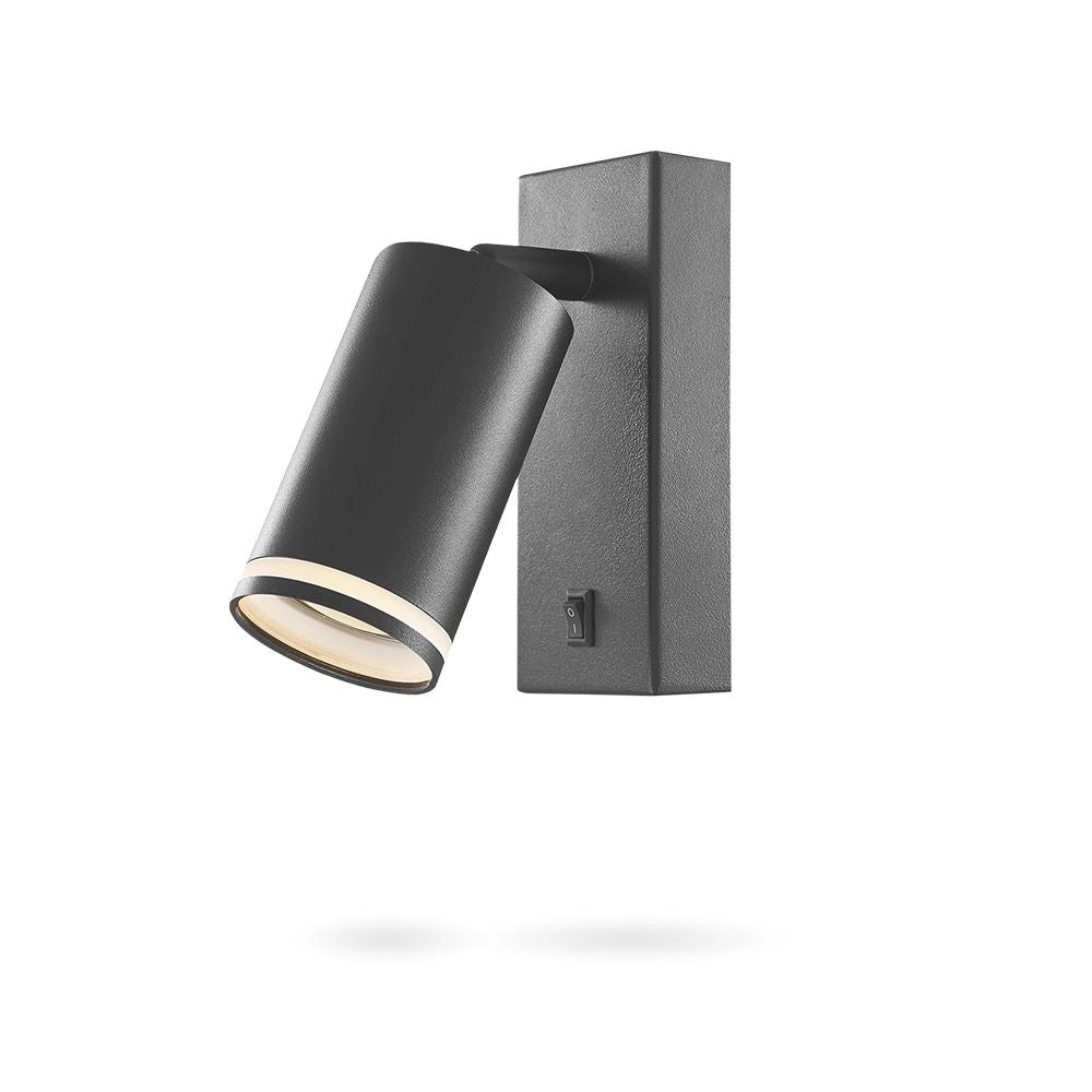 Applique tubolare nera orientabile con interruttore GU10 Videx