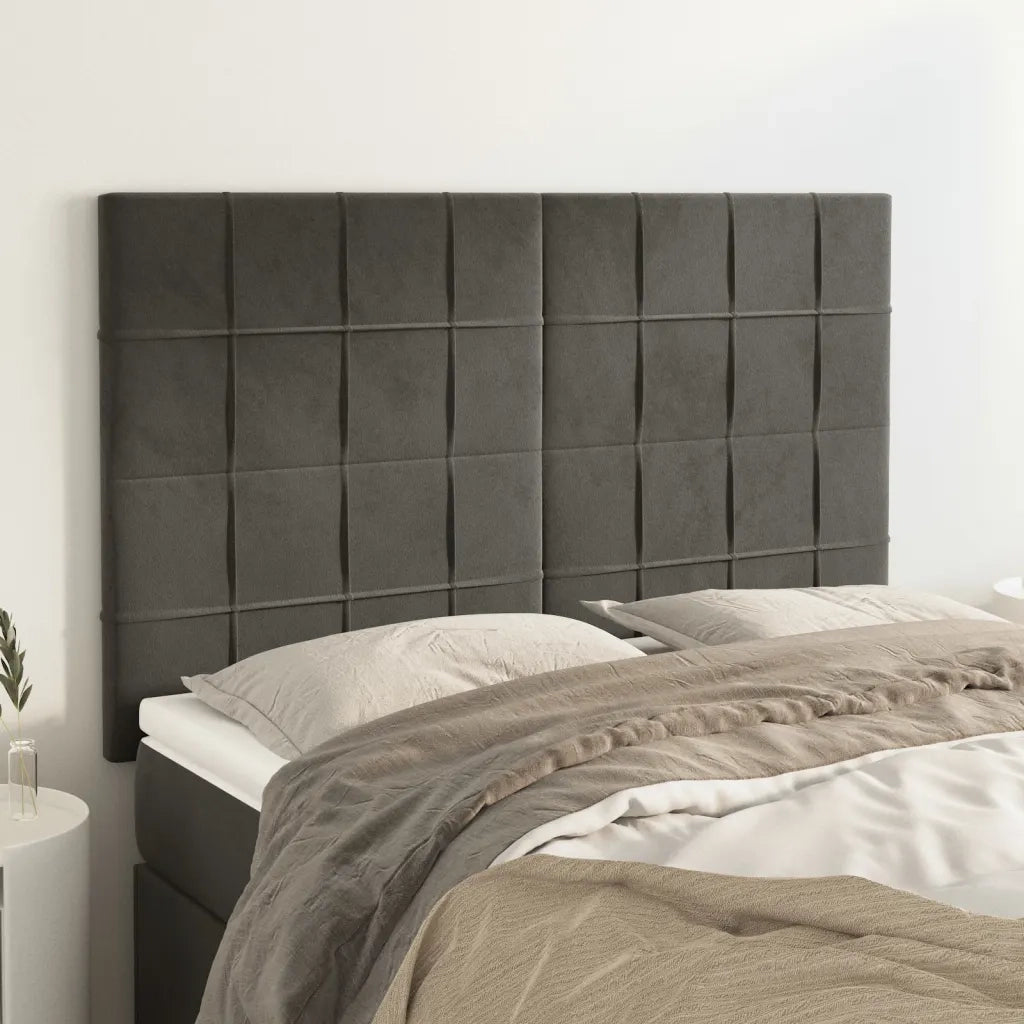 Testiera | Testata Grigio Scuro 144x5x118/128 cm Velluto