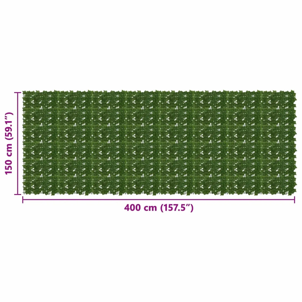 Paravento da Balcone | Schermo per balcone con foglie Verde 400 x 150 cm