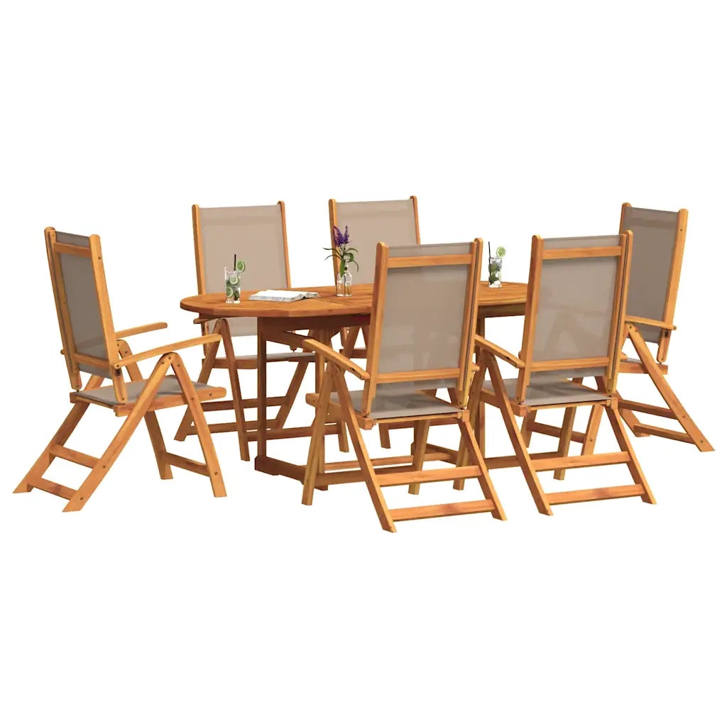 Set Pranzo da Giardino 7pz Legno Massello di Acacia e Textilene 3279323