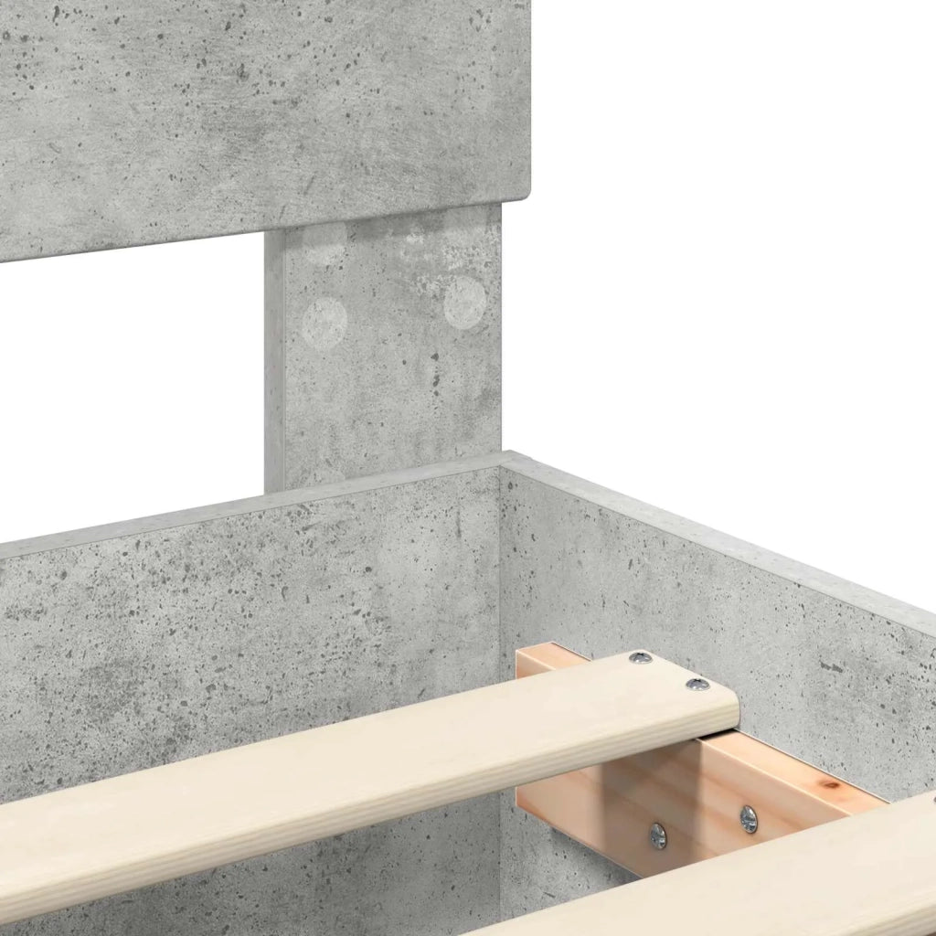Letto matrimoniale | Letto per adulti | Struttura del letto con testiera Grigio cemento 137 x 203 cm
