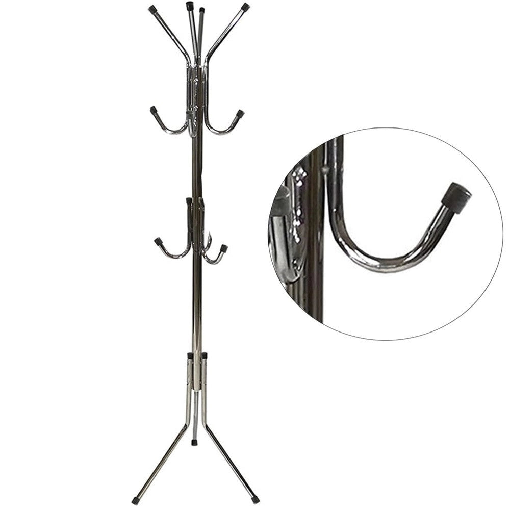 Trade Shop - Appendiabiti Da Terra 170 Cm Attaccapanni 11 Ganci Cromato Piantana Appendi Abiti -