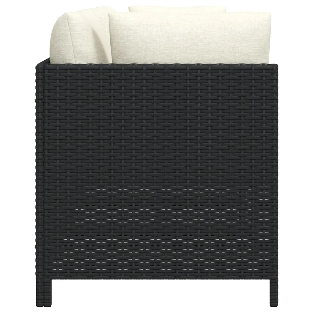 Divano da Giardino a 4 Posti con Cuscini Nero in Polyrattan 313515