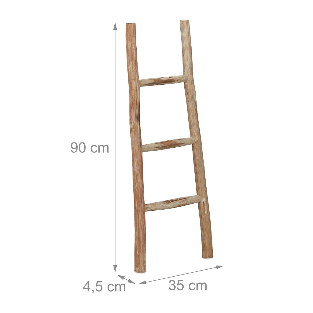 Scala decorativa multiuso 3 pioli rustica giardino casa 150 x 40 x 10 cm in castagno naturale 13_0011919