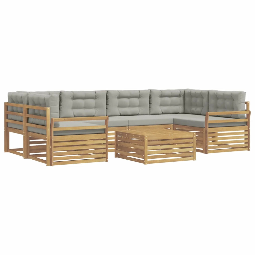 Set di divani da esterno 7 pcs Bianco e Grigio Chiaro 3390126