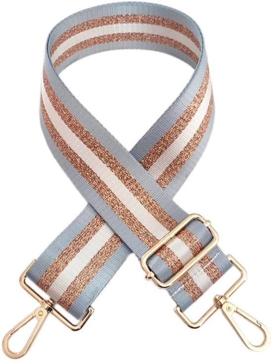 Cinturone per spalla per donne - 5 cm di larghezza - Adattabile 72-130 cm - Cinturone per borsa - Materiale nylon - Blu chiaro - Cinturone per spalla