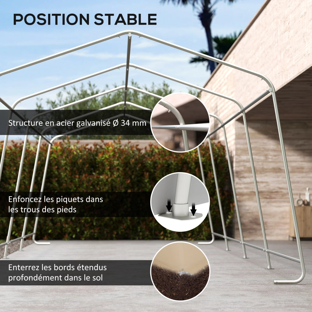 Tenda Garage Carport ¨C zephmum ¨C 6,2x3,3x2,4 m Acciaio Galvanizzato PE 150 g/m2