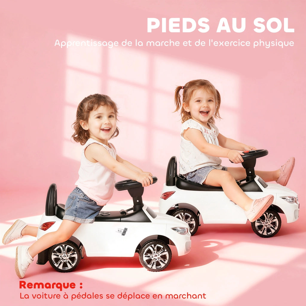 Cavalcabile Auto per Bambini ¨C Xylo ¨C Bianco con Contenitore Giochi e Luci