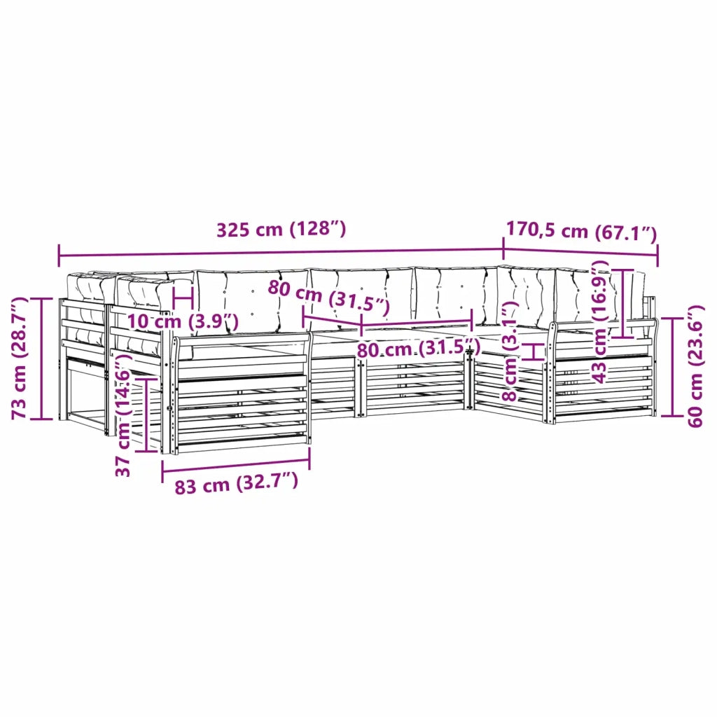Set di divani da esterno 6 pcs Bianco e Antracite 3391047