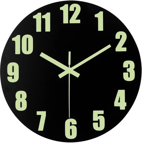 Orologio da Parete con Luce, 30 cm Orologio da Parete in Legno con Funzionamento a Batterie, Funzione Silenziosa, Senza Vetro, Orologio da Parete Rurale, Orologio da Parete Decorativo per Camera da Letto, Adatto per Cucina, Ufficio, Camera da Letto