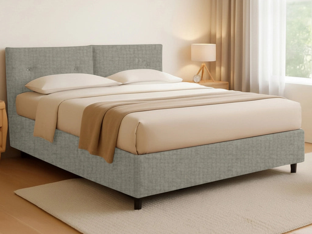Derby, Letto Matrimoniale Sfoderabile Made in Italy, Grigio