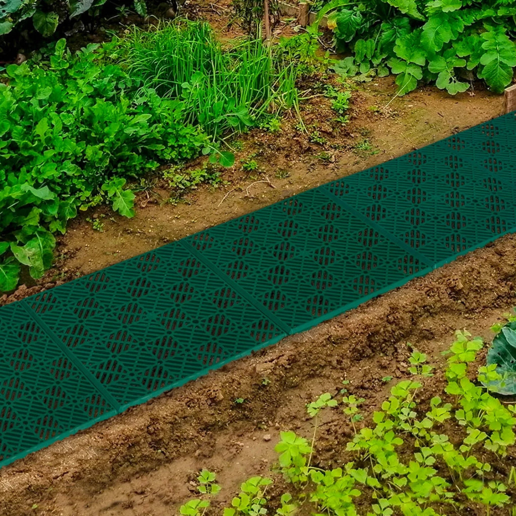 IDMarket - Set 10 pezzi piastrelle plastica pavimento giardino verdi 29,5x29,5 cm